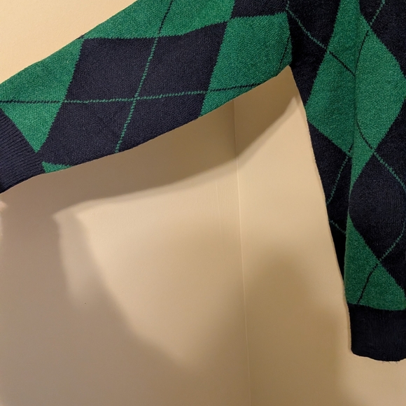 BTFBM Men's Argyle Crewneck Sweater - Green and Navy - Picture 2 of 7